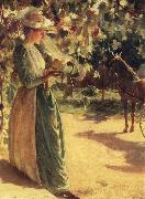 Charles Courtney Curran Woman with a horse oil painting artist